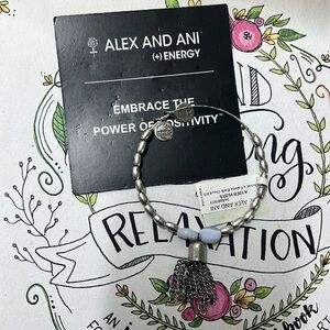 100% Auth Alex & Ani Power of positivity wire bangle bracelet JA19